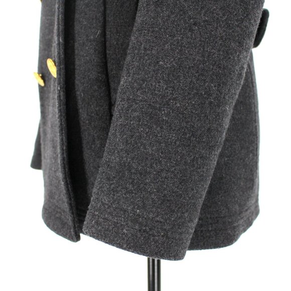 J. Crew Stadium Cloth Nello Gori Wool Blend Double Breasted Grey Pea Coat 0 XS - Picture 4 of 8